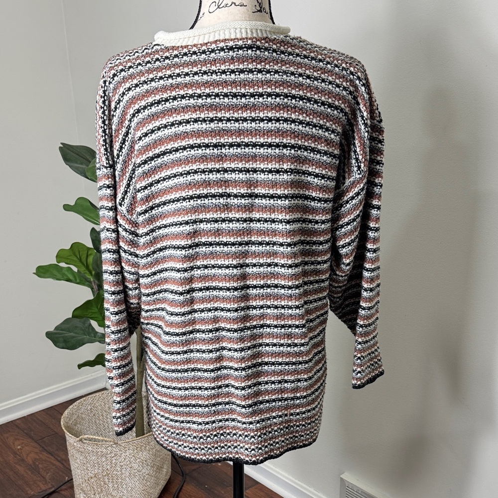 CABIN CREEK Fisherman’s Knit VTG Striped Sweater Size L 90’s Y2K Eclectic Retro - Picture 6 of 7